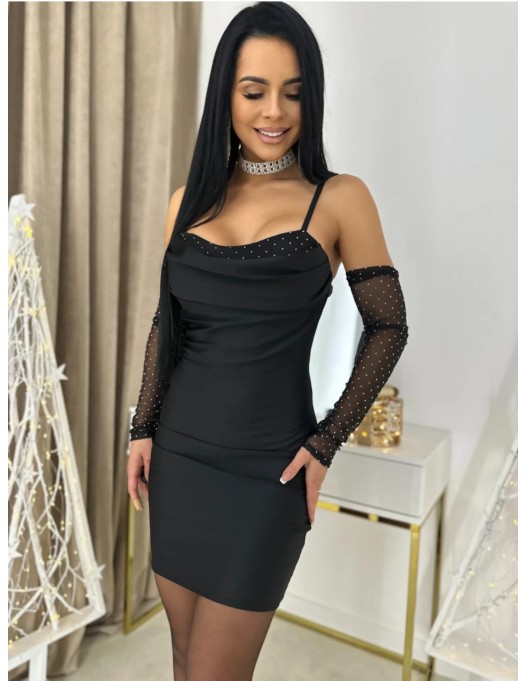Vestido mangas brillo