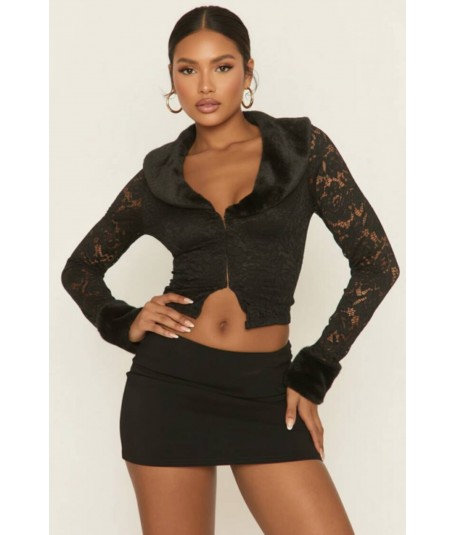 Chaqueta encaje con pelo