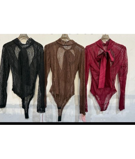 Body encaje lazo cuello 2