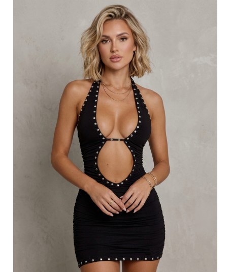 Vestido corto tachuelas