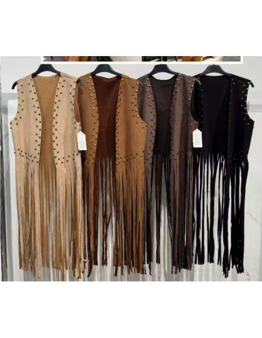 Chaleco flecos tachas