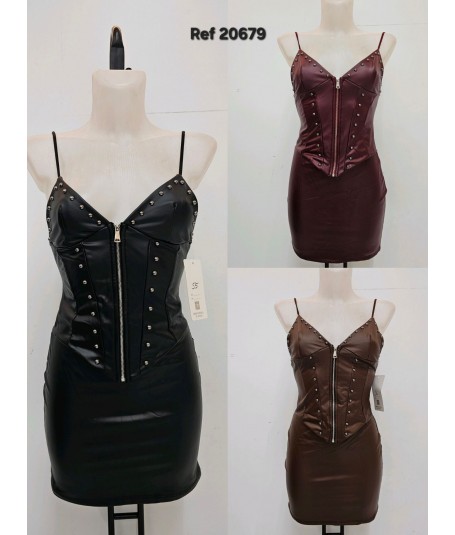 Vestido polipiel tirantes tach 2