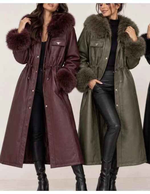 Chaqueta polipiel larga